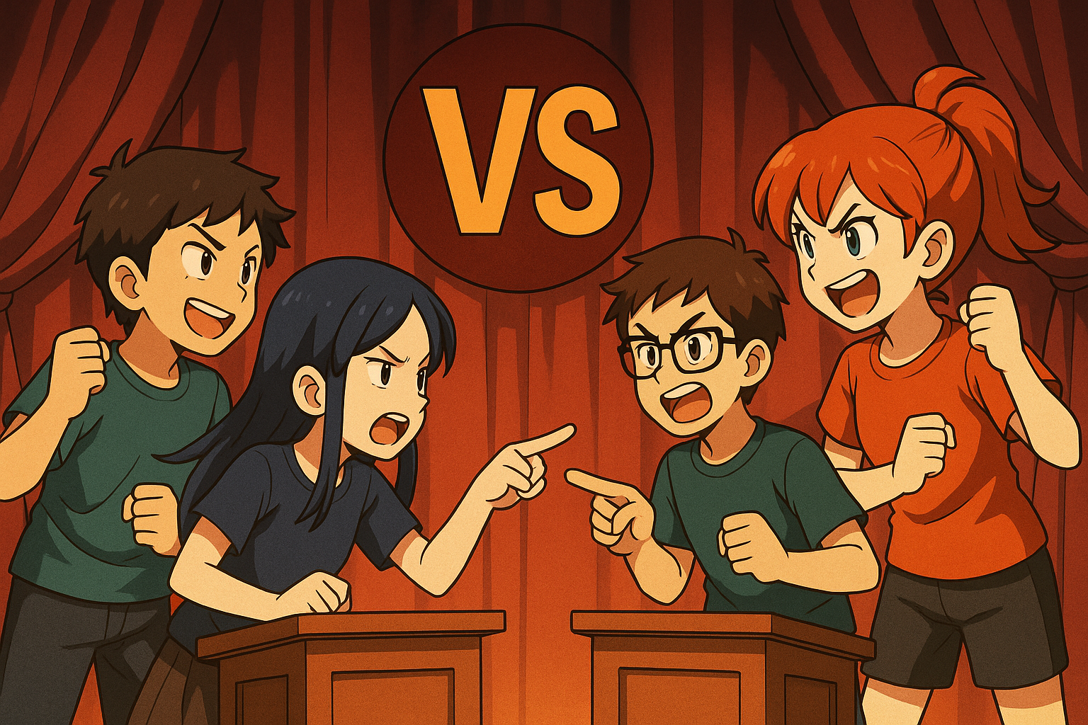 Kids practicing debate skills