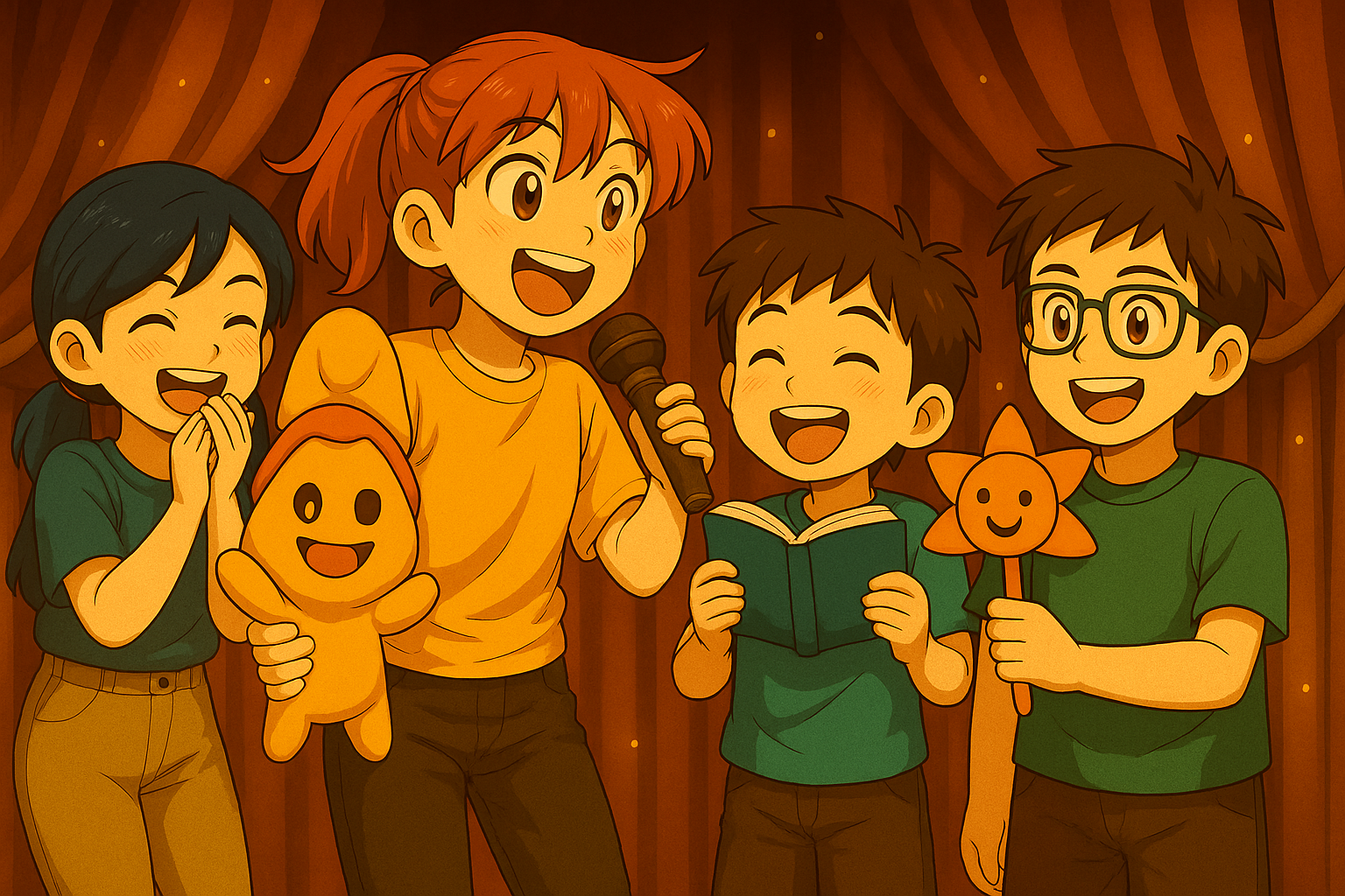 Kids learning storytelling techniques